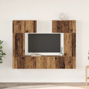 vidaXL Σετ επίπλου τηλεόρασης με ράφι 6 pcs Παλιό ξύλο 80 x 30 x 30 εκ