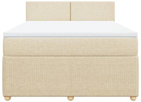 vidaXL Κρεβάτι Boxspring με Στρώμα Κρεμ 160x200 εκ. Υφασμάτινο