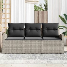 vidaXL Σετ Καναπέ Κήπου  3 Τεμαχίων με Μαξιλάρια Ανοιχτό Γκρι από Πολυκαρβόνιο.