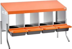 VEVOR Chicken Nesting Boxes, 4 Compartments, with Support Legs, Easy Egg Collection, Galvanized Steel and High-Strength Plastic, Roll Away Nesting Boxes for Chickens and Hens Laying Eggs, Orange