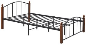 Κρεβάτι Ημίδιπλο ArteLibre LARAMIE Μαύρο/Καρυδί Μέταλλο Για Στρώμα 120x200cm