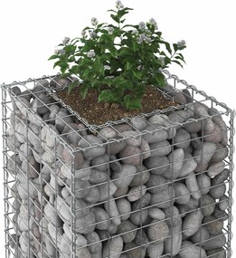 vidaXL Ανασηκωμένο κρεβάτι gabion Ασημί