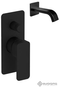 Eurorama Quadra Black Matt Στόμιο 14,2cm Φ31mm+Μίκτης εντοιχισμού 2 εξόδων με εκτροπέα