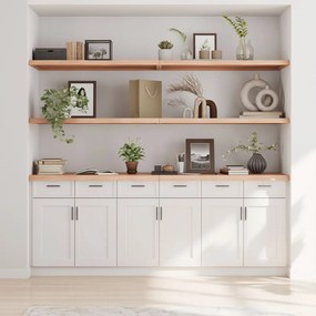 vidaXL Ράφι Τοίχου 220x60x(2-4) εκ. από Ακατέργαστο Μασίφ Ξύλο Δρυός