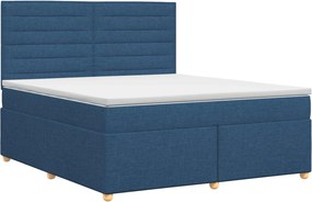 vidaXL Κρεβάτι box spring με στρώμα Μπλε 180 x 200 cm Ύφασμα