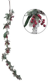 Χριστουγεννιάτικη Γιρλάντα με Κουκουνάρια και Κόκκινες Μπάλες 178cm - Christmas Garland with Pinecones and Red Berries