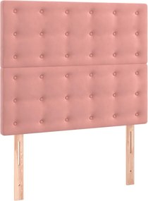 vidaXL Κρεβάτι Boxspring με Στρώμα Ροζ 80 x 200 εκ. Βελούδινο
