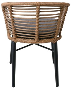 Πολυθρ. SALSA Alu STACK Στοιβαζόμενη Μαύρη/Wicker Φυσικό, Μαξ.Γκρι 57x63x74cm