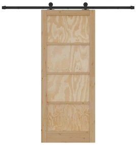 vidaXL Συρόμενη Πόρτα ORKDAL Φυσικό και μαύρο 86 x 211 cm
