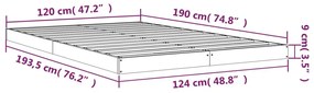 Σκελετός Κρεβατιού Γκρι 120x190εκ Μασίφ Ξύλο Πεύκο Small Double - Γκρι