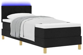 vidaXL Κρεβάτι με ελατήρια με στρώμα Μαύρο 80 x 200 cm ύφασμα