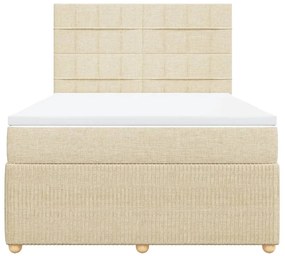 vidaXL Κρεβάτι Boxspring με Στρώμα Κρεμ 140x190 εκ. Υφασμάτινο