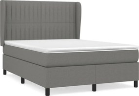 vidaXL Κρεβάτι Boxspring με Στρώμα Σκούρο Γκρι 140x200 εκ Υφασμάτινο