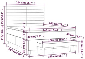 Κρεβάτι Boxspring με Στρώμα Ανοιχτό Γκρι 140x200 εκ. Βελούδινο - Γκρι