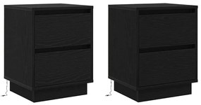 vidaXL Κομοδίνο με 2 pcs Μαύρο 39 x 34.5 x 50 εκ. Επεξεργασμένο ξύλο