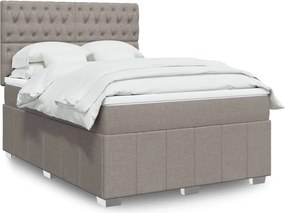 vidaXL Κρεβάτι Boxspring με Στρώμα Taupe 140x200 εκ. Υφασμάτινο