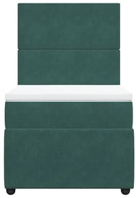 vidaXL Κρεβάτι Boxspring με Στρώμα Σκούρο Πράσινο 80x200 εκ. Βελούδινο