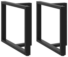 Πόδια Τραπεζαρίας σε Σχήμα Τ, 2 τεμ. Μαύρο 100x35x(72-73) εκ. Ατσάλι