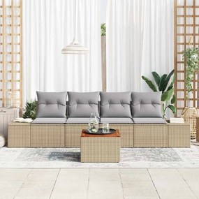 vidaXL Σετ Καναπέ Κήπου με μαξιλάρι 5 pcs Μπεζ Πολυ ράταν