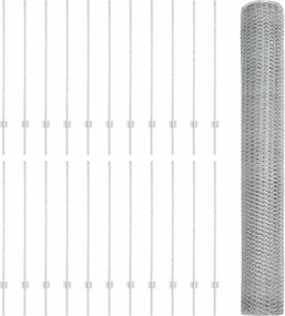 vidaXL Τεντώτο με στήριγμα Ασημί 1,2 x 50 m Ατσάλι