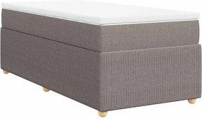 vidaXL Κρεβάτι Boxspring με Στρώμα Taupe 90x200 εκ. Υφασμάτινο