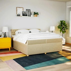 vidaXL Κρεβάτι Boxspring με Στρώμα Κρεμ 200x200 εκ. Υφασμάτινο