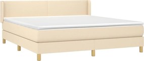 vidaXL Κρεβάτι Boxspring με Στρώμα Κρεμ 180x200 εκ. Υφασμάτινο