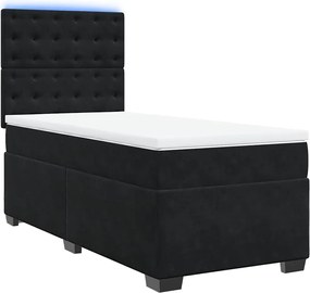 vidaXL Κρεβάτι Boxspring με Στρώμα Μαύρο 90x190 εκ. Βελούδινο