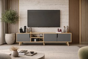 Έπιπλο Τηλεόρασης Sapphire Δρυς / Ανθρακί FLECLAN 180x53x30