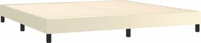 vidaXL Κρεβάτι Boxspring με Στρώμα Κρεμ 200x200 εκ. Συνθετικό Δέρμα