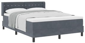 vidaXL κρεβάτι με ελατήριο και στρώμα  Γκρι 160x200 εκ Βελούδο
