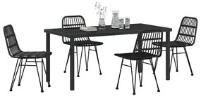 vidaXL Σέτ φαγητού για κήπο 5 pcs Μαύρο Χάλυβας με επίστρωση πούδρας