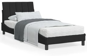 Κρεβάτι με Στρώμα Μαύρο 90x200 εκ. Βελούδινο - Μαύρο