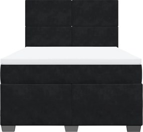 vidaXL Κρεβάτι Boxspring με Στρώμα Μαύρο 140x200 εκ. Βελούδινο