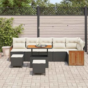 vidaXL Σετ Καναπέ Κήπου 9 pcs Μαύρο, Κρέμα 90 x 55 x 71 cm