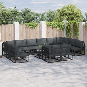 vidaXL Σετ Καναπέ Κήπου 12 pcs Μαύρο 423 x 211.5 x 71 εκ Αλουμίνιο