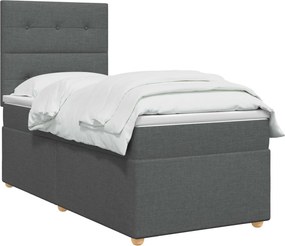 vidaXL Κρεβάτι box spring με στρώμα Σκούρο Γκρι 100 x 200 cm Ύφασμα
