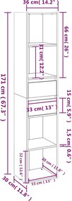 vidaXL Βιβλιοθήκη Λευκή 36 x 30 x 171 εκ. από Επεξ. Ξύλο