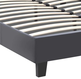 Κρεβάτι Flat Megapap από τεχνόδερμα χρώμα μαύρο ματ 160x200εκ.
