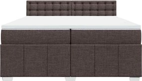 vidaXL Κρεβάτι Boxspring με Στρώμα Σκούρο Καφέ 200x200 εκ. Υφασμάτινο