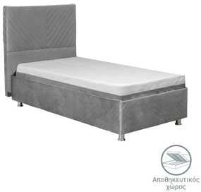 Κρεβάτι Rizko μονό με αποθηκευτικό χώρο γκρι 120x200εκ 122x206x126 εκ.