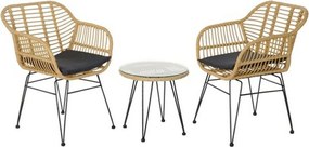 Σετ Τραπέζι με 2 Καρέκλες DKD Home Decor Μέταλλο ρατάν (3 pcs)