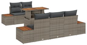 vidaXL Σετ Καναπέ Κήπου 6 Τεμαχίων με Μαξιλάρια Γκρι Πολυρατάν