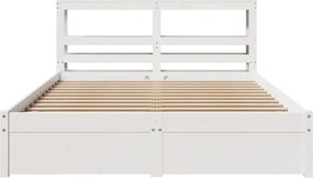 vidaXL Πλαίσιο Κρεβατιού Κεφαλάρι Λευκό 150x200εκ Μασίφ Πεύκο