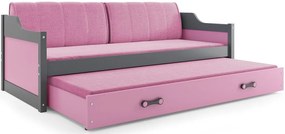 Καναπές - κρεβάτι David-Γραφίτης-Ροζ-200 x 90