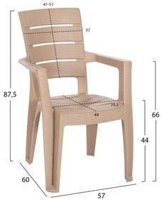 Πολυθρόνα Πολυπροπυλενίου Derya Καπουτσίνο Χρώμα 56,5x55x87Υεκ.