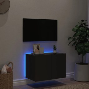 vidaXL Έπιπλο Τοίχου Τηλεόρασης με LED Μαύρο 60x35x41 εκ.