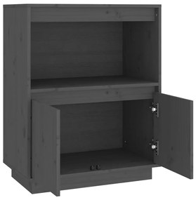 vidaXL Ντουλάπι Γκρι 60 x 34 x 75 εκ. από Μασίφ Ξύλο Πεύκου