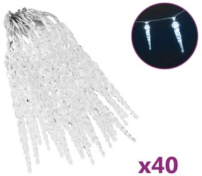 vidaXL Φωτάκια Σταλακτίτες 40 τεμ. Ψυχρό Λευκό Ακρυλικό Χειριστήριο