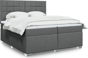 vidaXL Κρεβάτι Boxspring με Στρώμα Σκούρο Γκρι 200x200 εκ. Υφασμάτινο